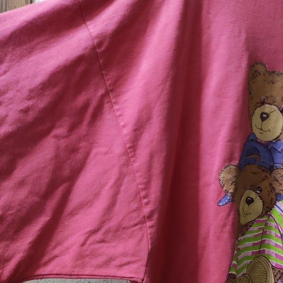 Vintage Jerzees T-shirt Bear Club Women's 2X Made In USA Hot Pink Salmon Clean - Picture 5 of 9